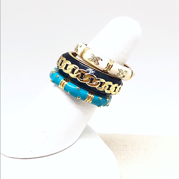 Set of 3 Patterned Enamel Stack Rings Size 7 - Picture 2 of 8